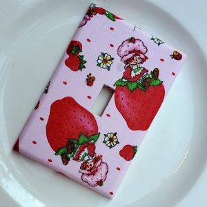 Shortcake Strawberry Fabric Decoupage Switch Plate